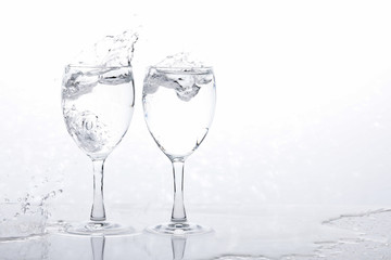 water in wine glass , Water splash