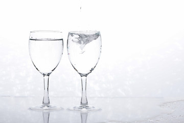 water in wine glass , Water splash