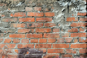 Old red brick wall background. Brick wall texture close up