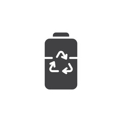 Recycling Battery vector icon. filled flat sign for mobile concept and web design. Battery with recycle arrows glyph icon. Symbol, logo illustration. Vector graphics