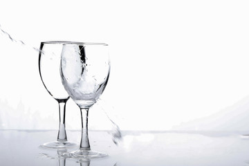 water in wine glass , Water splash