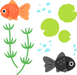 Naklejka premium 金魚と水草