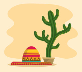 Mexico and cactus succulent pot