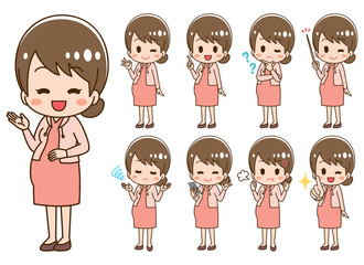 Pregnant woman illustration set