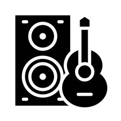 Loudspeaker and guitar vector, Barbecue related solid style icon