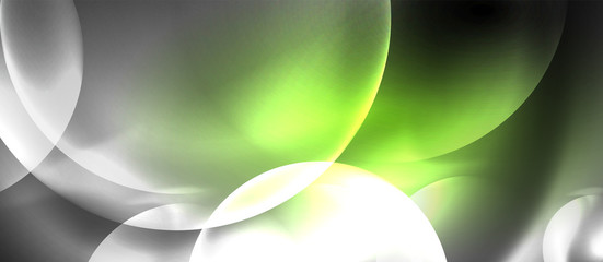 Shiny neon color light with circles abstract background