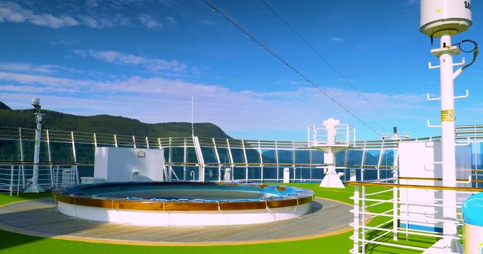 Cruise on the sea in Alaska, USA, good weather on the sea, blue sky and white clouds, fresh air