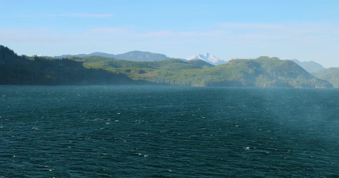 Cruise to Vancouver, in the Alaska Sea, USA, beautiful bay scenery in the afternoon sun