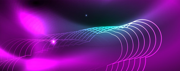 Shiny glowing design background, neon style lines, technology concept, vector