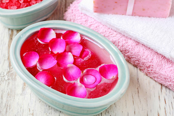 Nail spa enriching treatment with essential oils and rose petals.