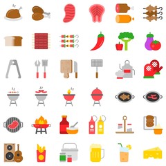 Barbecue related vector icon set, flat style