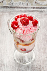 Raspberry layer dessert.