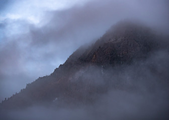 Dense Fog Covering a Mountain