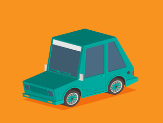 Vector isometric car isolated on color background