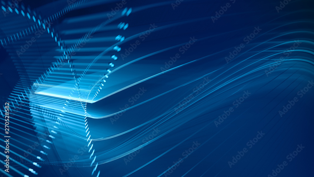 Fototapete abstract generative art background. 3d illustration. fractal graphics composition of dots, waves and