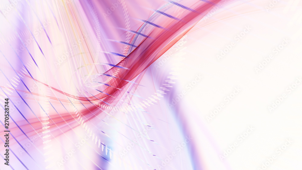 Fototapete Abstract generative art background. 3d illustration. Fractal graphics composition of dots, waves and rays of light. Science and digital technology concept.