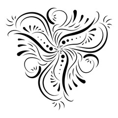 Round floral element. Vector mandala background. Flower motif. Sketch. Handmade.