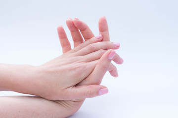 beautiful soft hands of a woman and handcream skincare