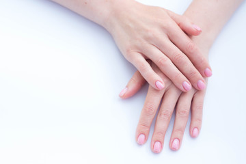 beautiful soft hands of a woman and handcream skincare