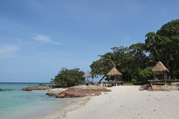 View of the pavilion with blue sea