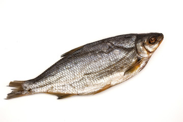 dried fish on a white background