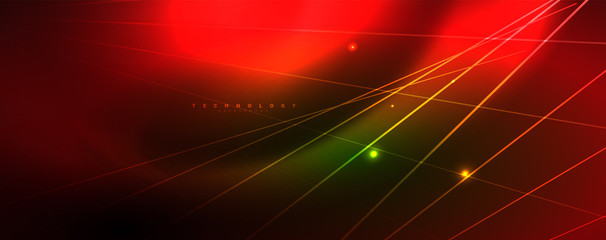 Fototapeta na wymiar Vector neon light lines concept, abstract background