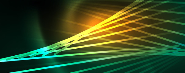 Vector neon light lines concept, abstract background