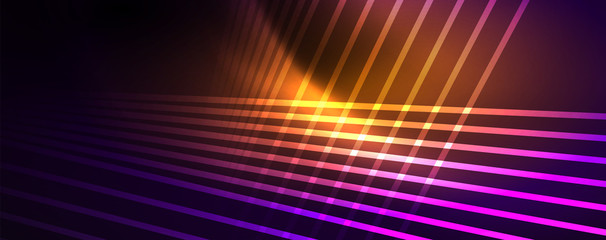 Color light with lines, outer space background, bright rays