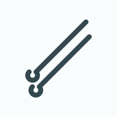 Metal skewers isolated icon, steel grill skewers for mangal