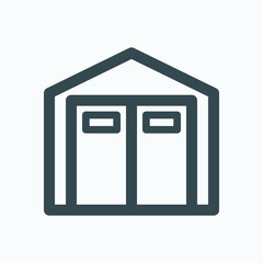 Storage shed isolated icon, outdoor garden sheds linear vector icon