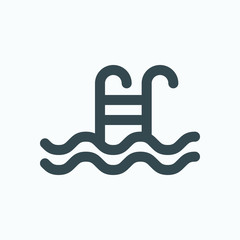 Water pool isolated icon, swimming pool linear vector icon, water sport activity outline icon