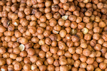 background of hazelnuts. texture of nuts background.