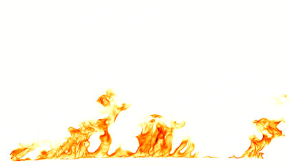 Fire flames isolated on white background.