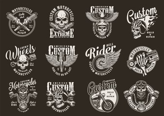 Vintage monochrome motorcycle prints © DGIM studio