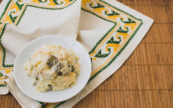 ensaladilla rusa appetizer in Spain. Russian salad for Summer buffet