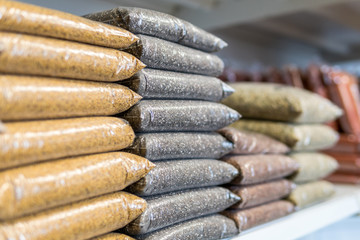 bags of organic chia seeds on the shelf of a grocery store