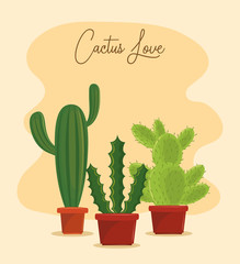 Cactus love card with succulents