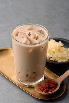 Hong Kong Style Milk Tea With Ice In A Clean Glass