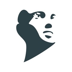 Face half turn view. Elegant silhouette of a female head.