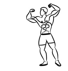 Bodybuilding Sport and activity Line Art drawing, Vector Illustration