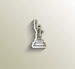 Statue of Liberty Landmark US keeps on hand sports sign. Patriotic America vector illustration