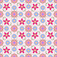 Obraz premium Beautiful flowers seamless pattern. Summer vector background