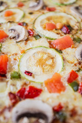 Close up zucchini vegan pizza