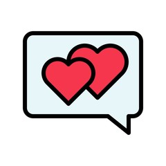 Heart in bubble speech vector, Valentine and love related filled outline icon