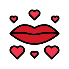 Kiss vector, Valentine and love related filled outline icon