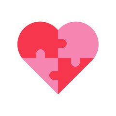 Puzzle heart vector, Valentine and love related flat icon