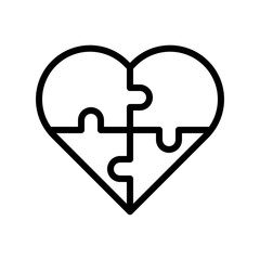 Puzzle heart vector, Valentine and love related line icon