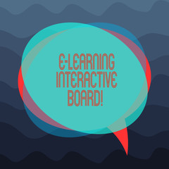Conceptual hand writing showing E Learning Interactive Board. Business photo showcasing integrated set of interactive online services Blank Speech Bubble photo and Stack of Circle Overlapping