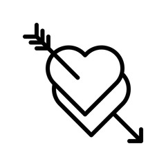 Hearts with arrow vector, Valentine and love related line icon