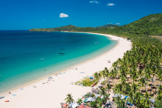 Aerial view of Nacpan beach on Palawan, Philippines